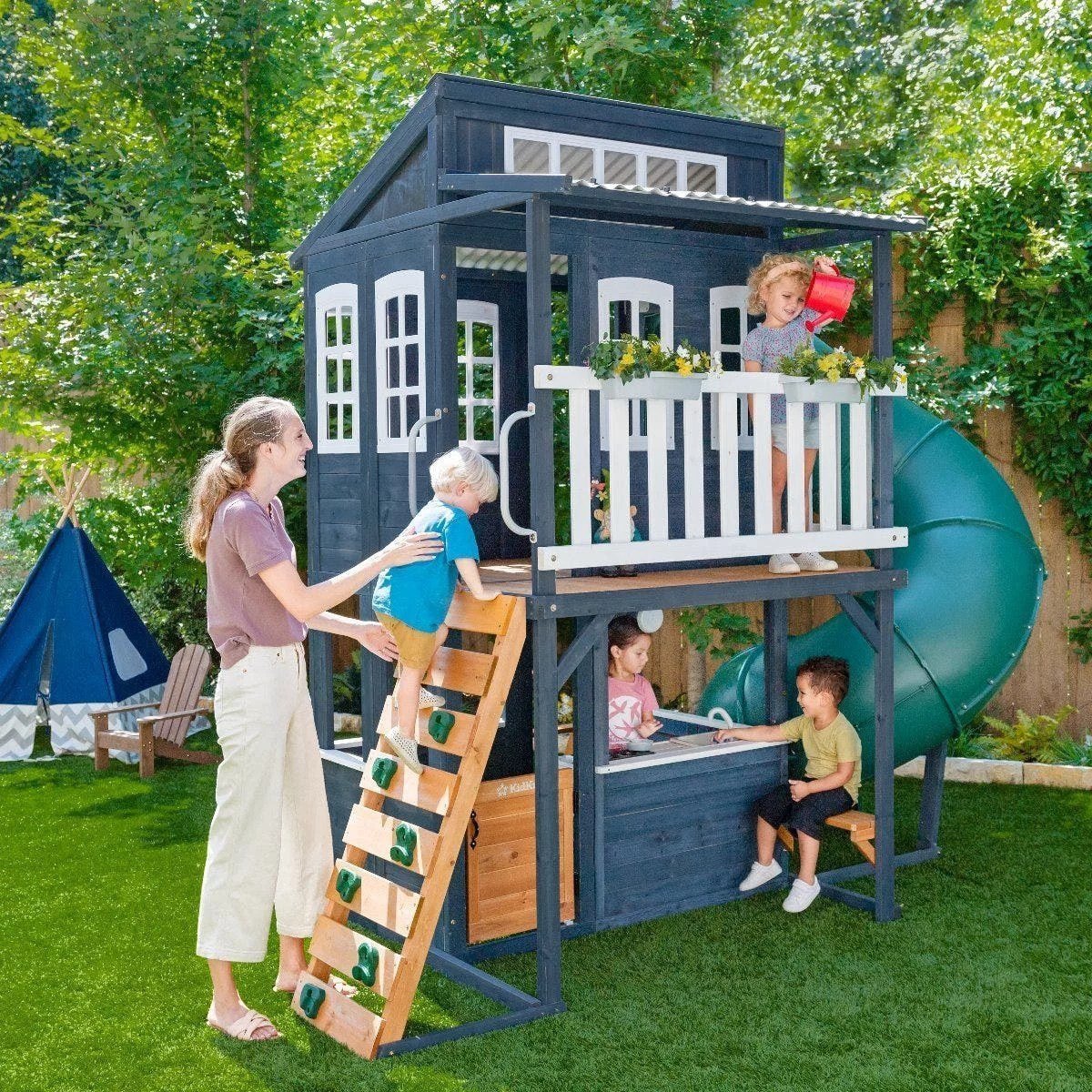 Backyard Discovery Skyfort III Cedar Swing Set w/ Tube Slide �C DIY