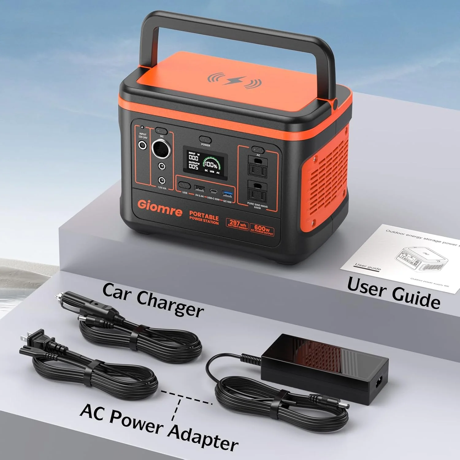Portable Power Station, 297Wh Backup Lithium Battery Generator with 600W AC Output and 100W Fast Charging, Solar Generator for Outdoors Camping, Travel Emergency, Home Blackout