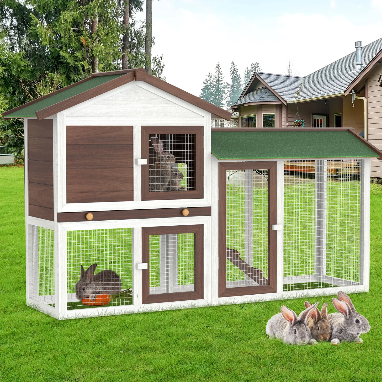 Rabbit Hutch Chicken Coop Wooden