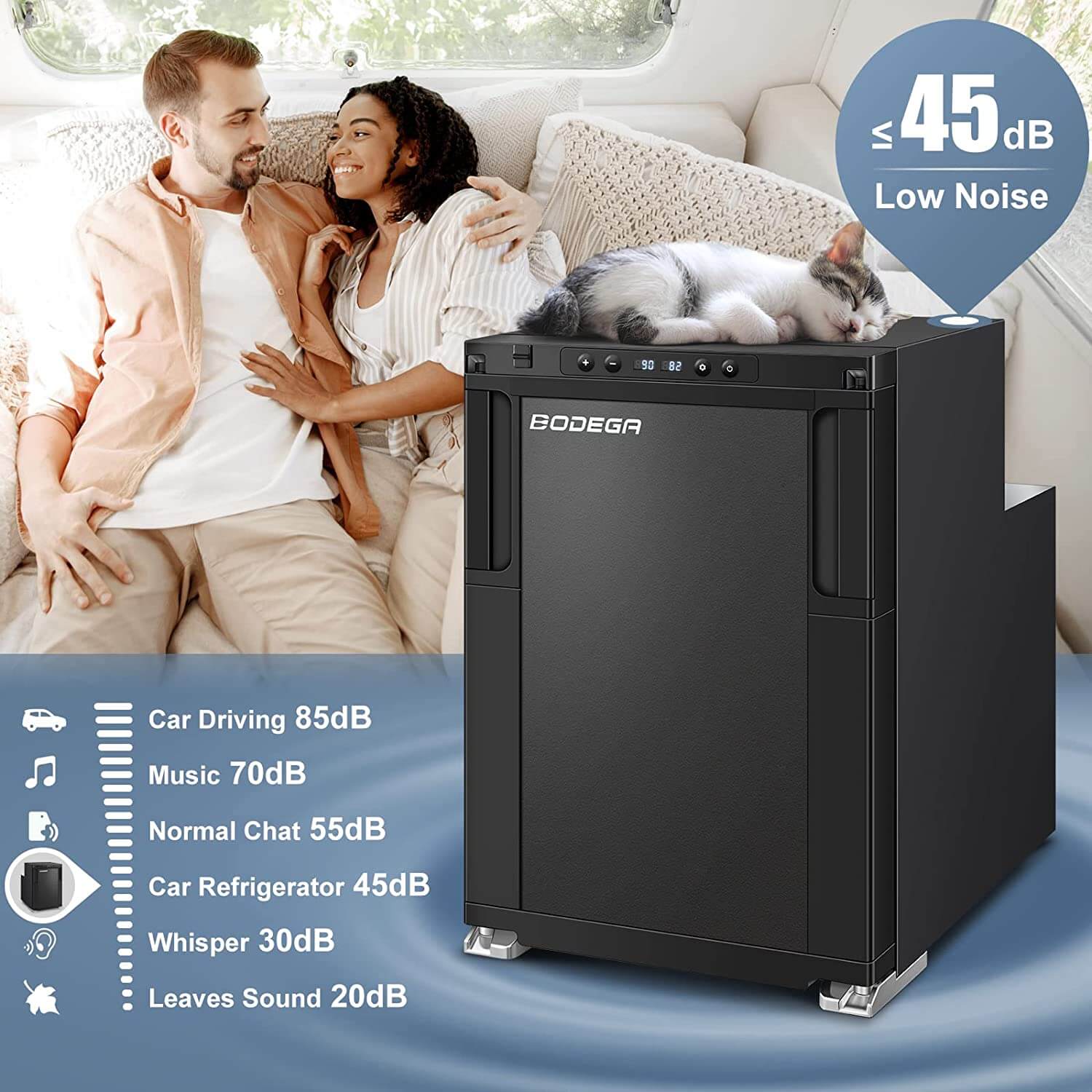 12 Volt RV Refrigerator 45L/1.6cu.ft RV Fridge and Freezer