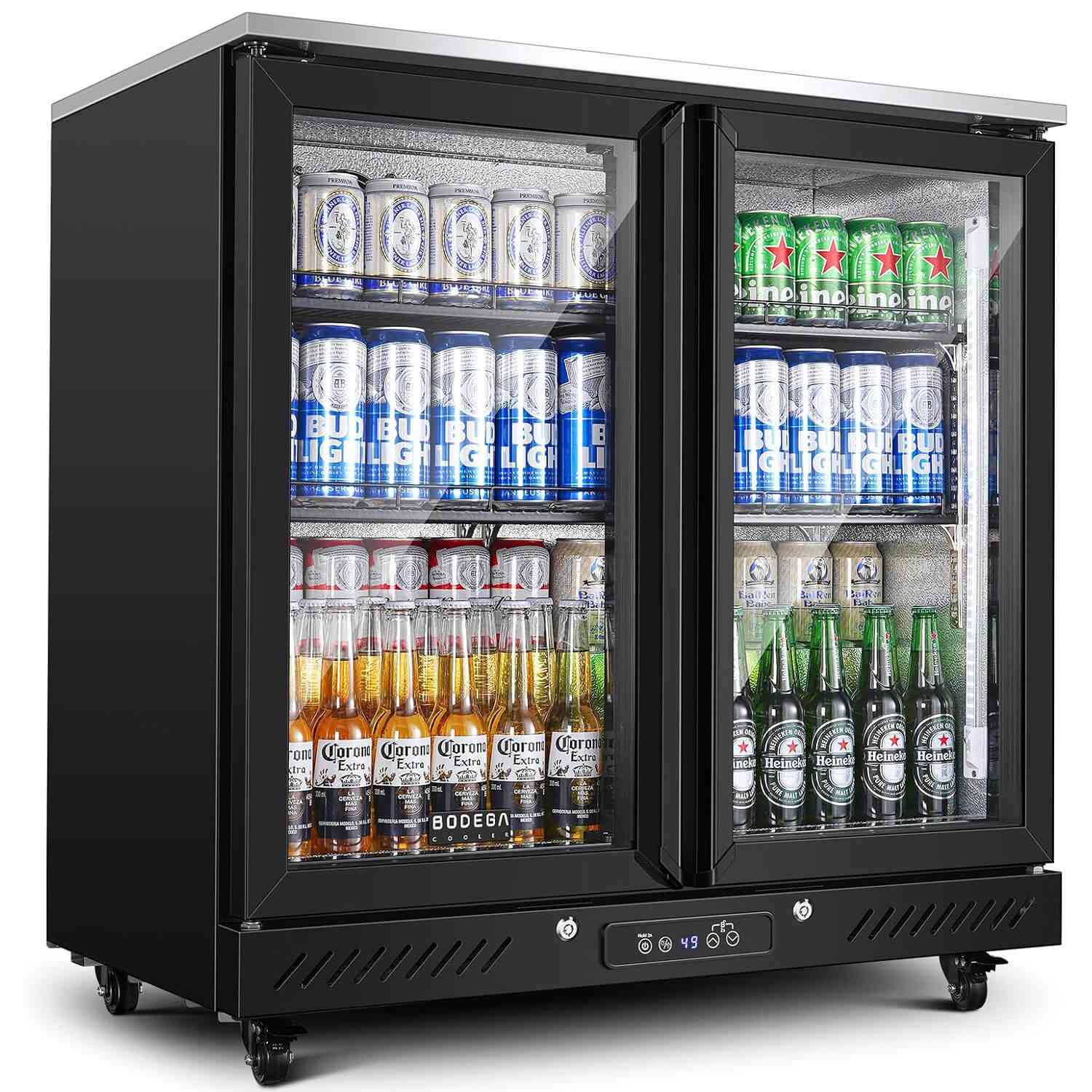 7.7 Cu.ft Commercial Counter Height Beverage Refrigerator with 2 doors and wheels