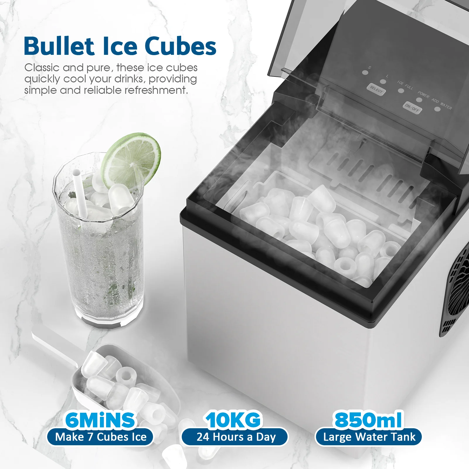 Countertop Ice Maker Machine Auto-Cleaning