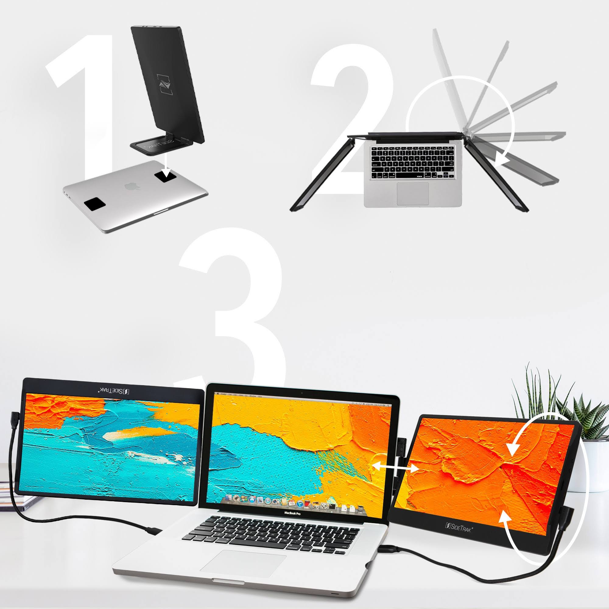 SideTrak Swivel Triple Portable 12.5x22 Monitor 2-Pack - Black 82868419