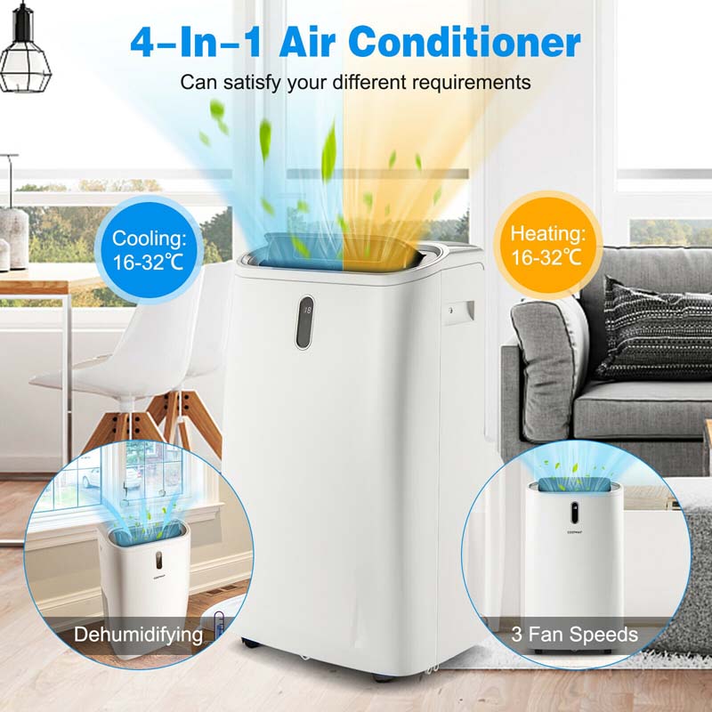 12000 BTU 4-in-1 Portable Air Conditioner w/Heat Cool Fan Dry & Sleep Mode, WiFi & Alexa Control AC Unit, Cools Up to 450 sq.ft