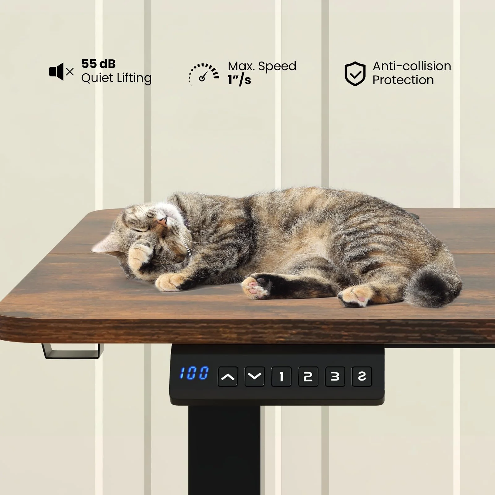 Giantex Electric Standing Desk, 140 x 60 cm Sit Stand Home Office Desk with 3 Memory Height Settings