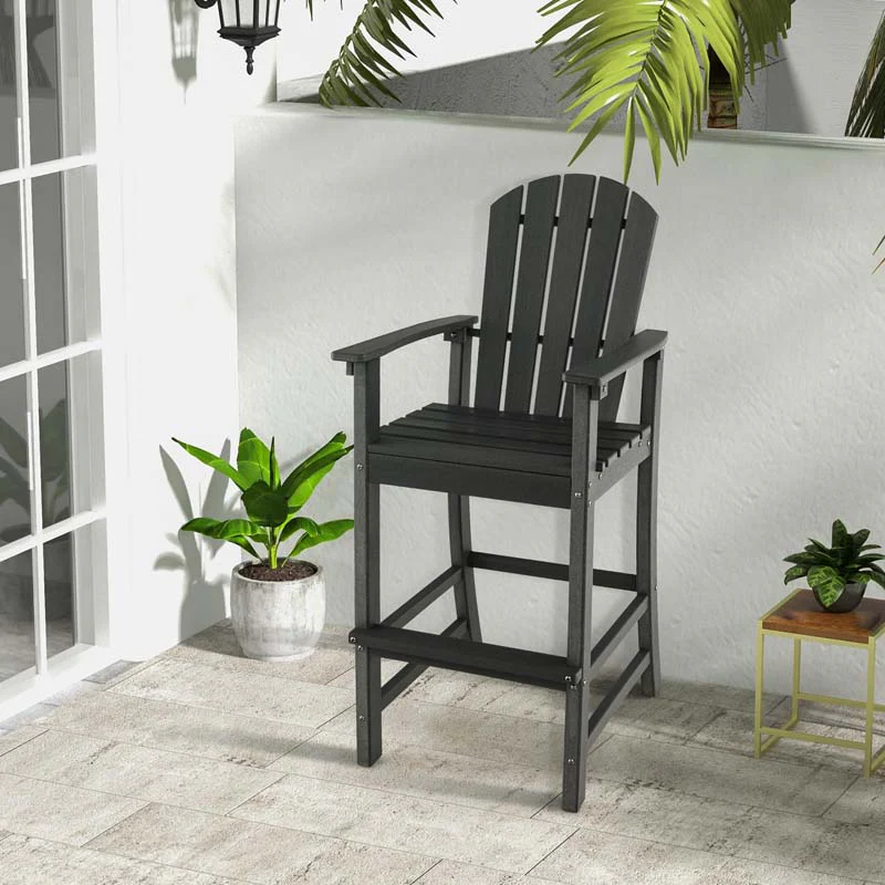 Outdoor HDPE Tall Adirondack Chairs with Armrests & Footrest, 30