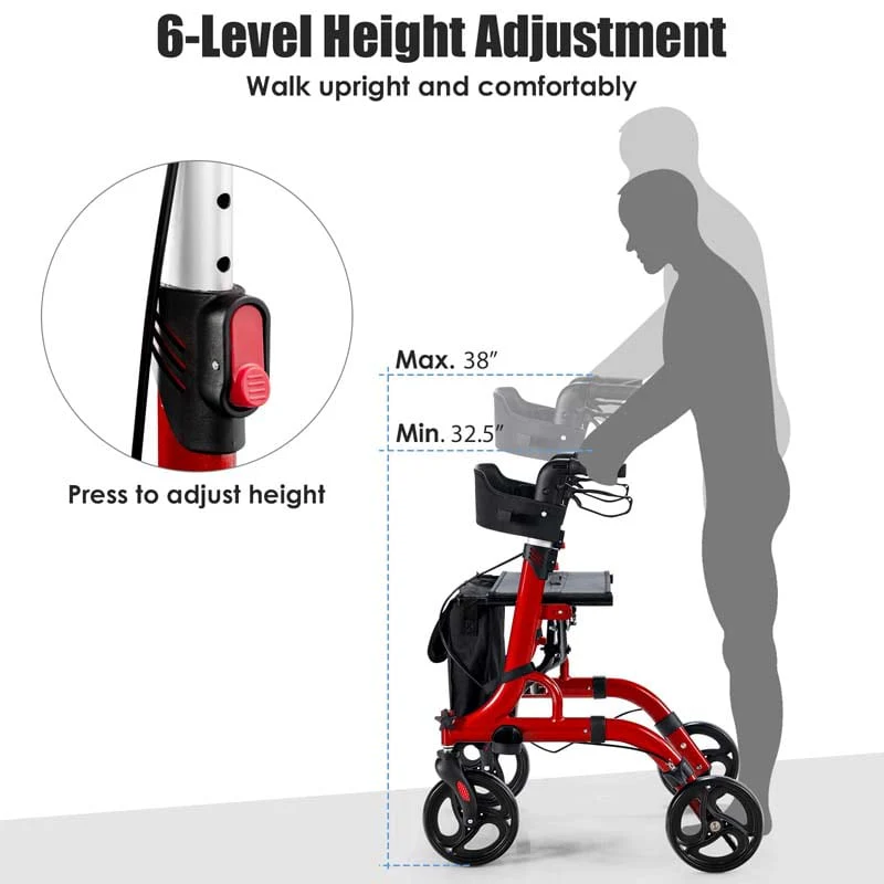 2 in 1 Folding Rollator Walker with Seat & 8