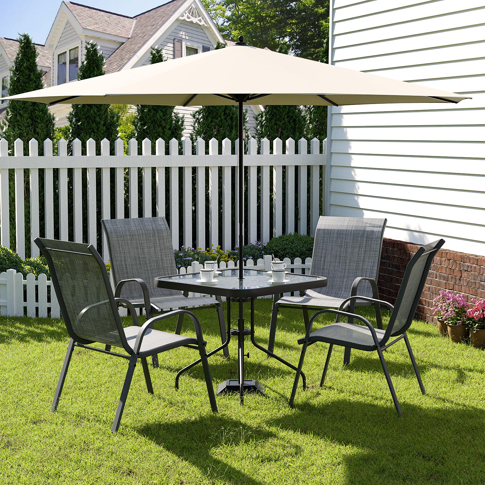 Amopatio Outdoor Dining Set of 5, Patio Table and Chairs Set