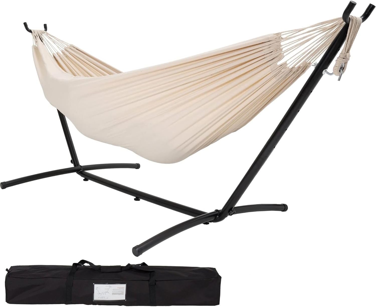 APEXORIGIN Hammocks Double Hammock with Space-Saving Steel Stand Includes Portable Carrying Case, 210kg Capacity Portable Hammock, Travel Bag for Camping Outdoor/Indoor Patio Backyard (280x100x110cm)
