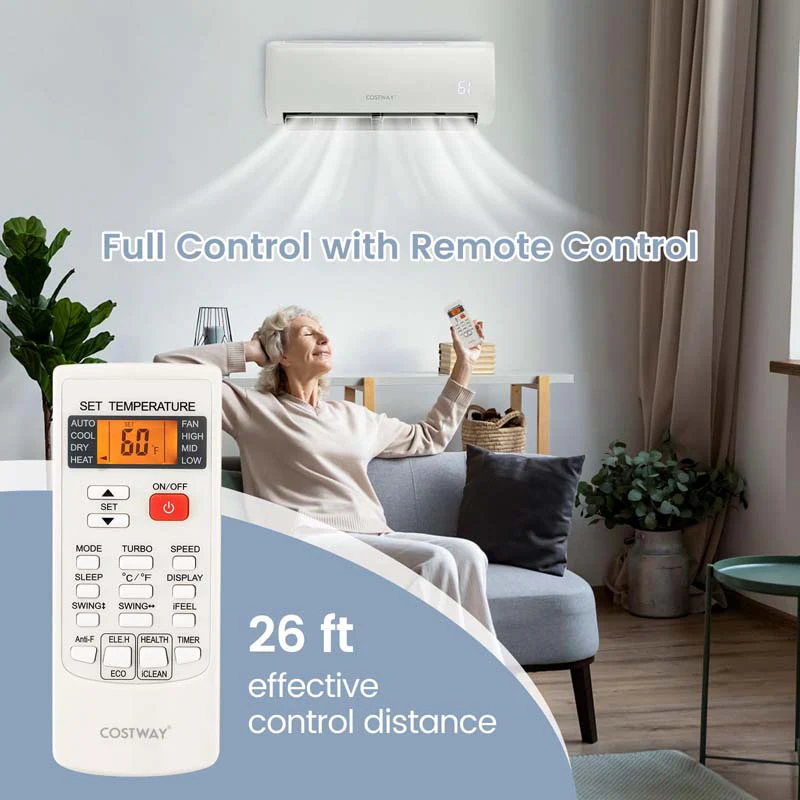 12000 BTU 21 SEER2 Mini Split Air Conditioner & Heater Ductless Inverter System, 208-230V Wall-Mounted AC Unit with Heat Pump