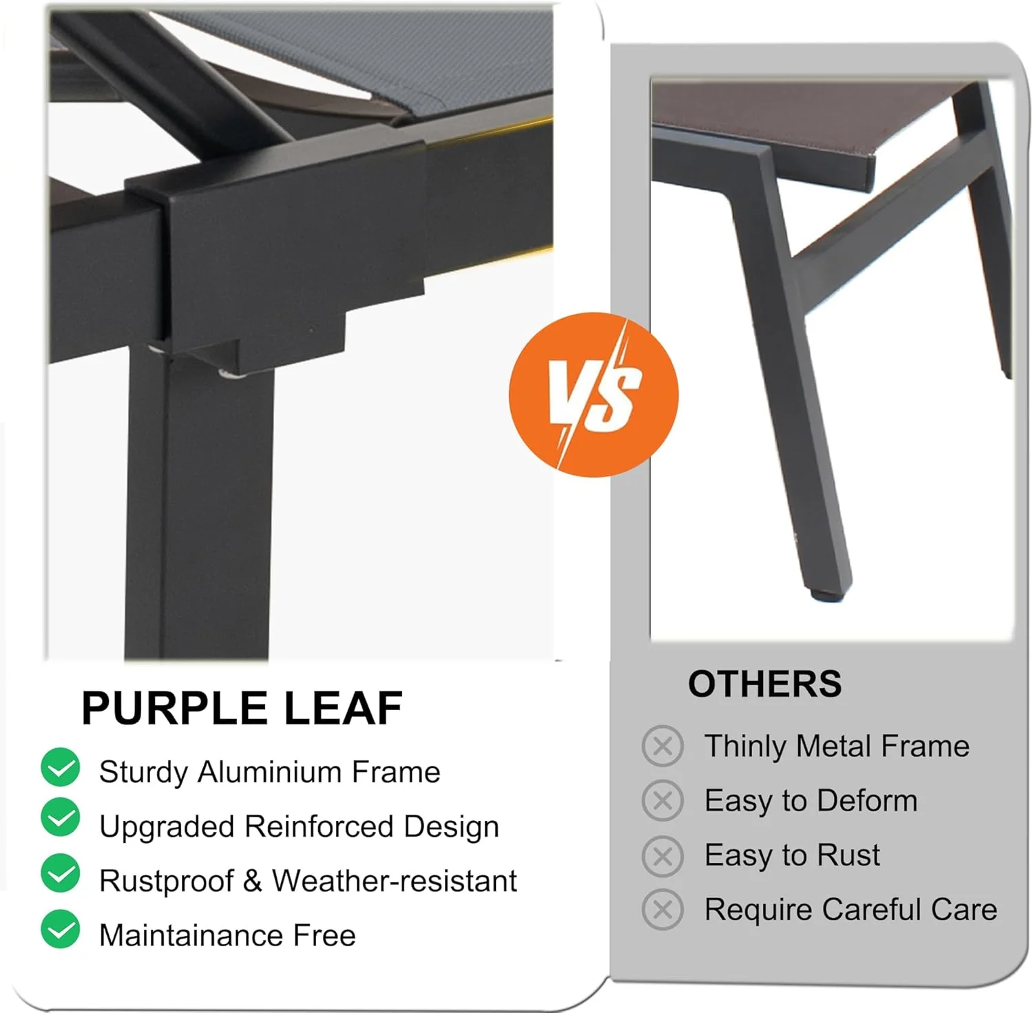 PURPLE LEAF Patio Tanning Lounge Chair Set with Face Down Hole Outdoor Aluminum Adjustable Reclining Chairs Wheels Pillows and Table for Poolside Beach Sunbathing Lounger, Beige