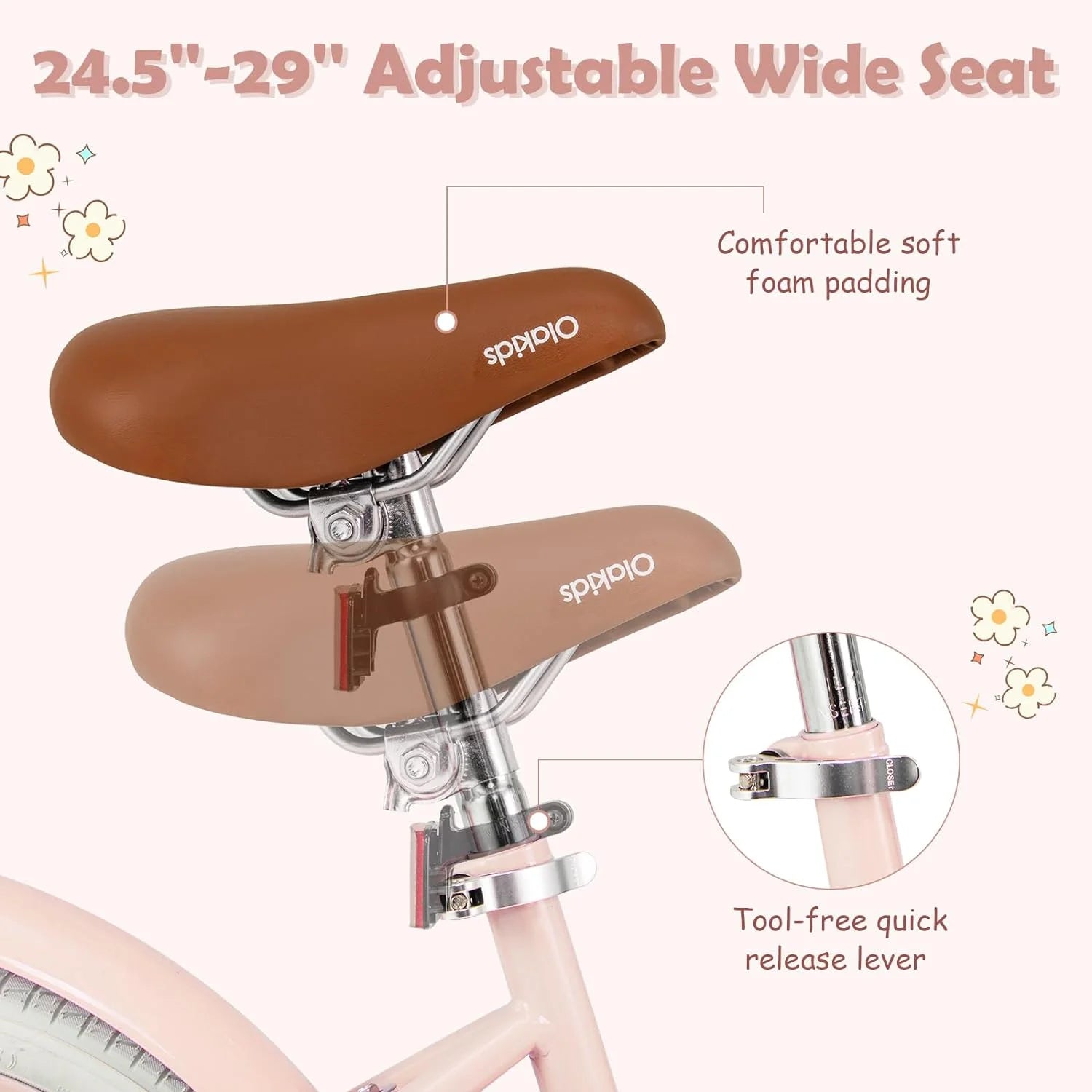 2024 OLAKIDS Kids Bike, 14 16 18 Inch Toddlers Bike with Removable Training Wheels and Rattan Basket, Safety Bell, Adjustable Seat and Handlebar, Children��s Bicycle for Girls Boys Age 3-8