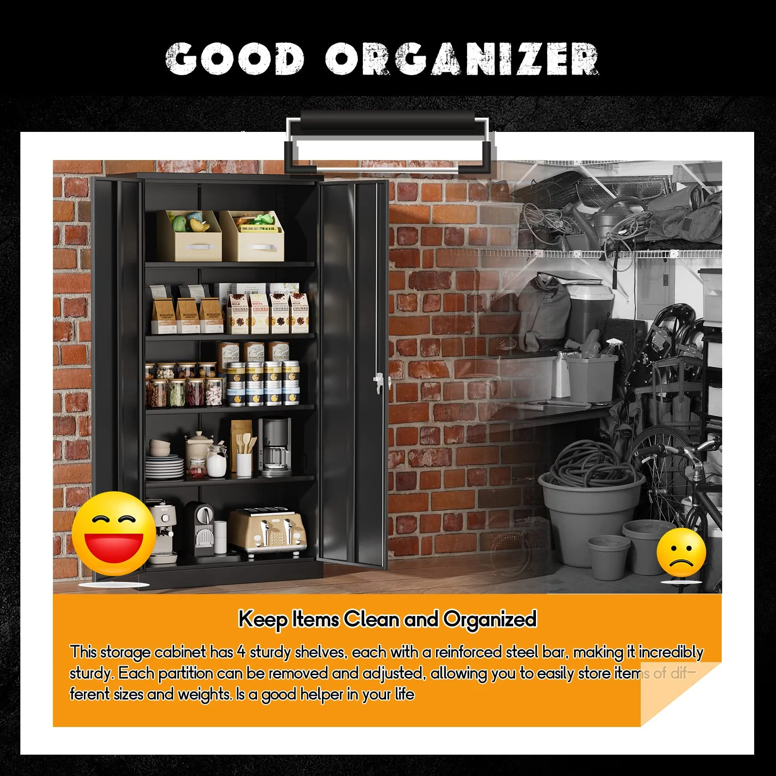 Greenvelly 72?? Black Storage Cabinet with Doors