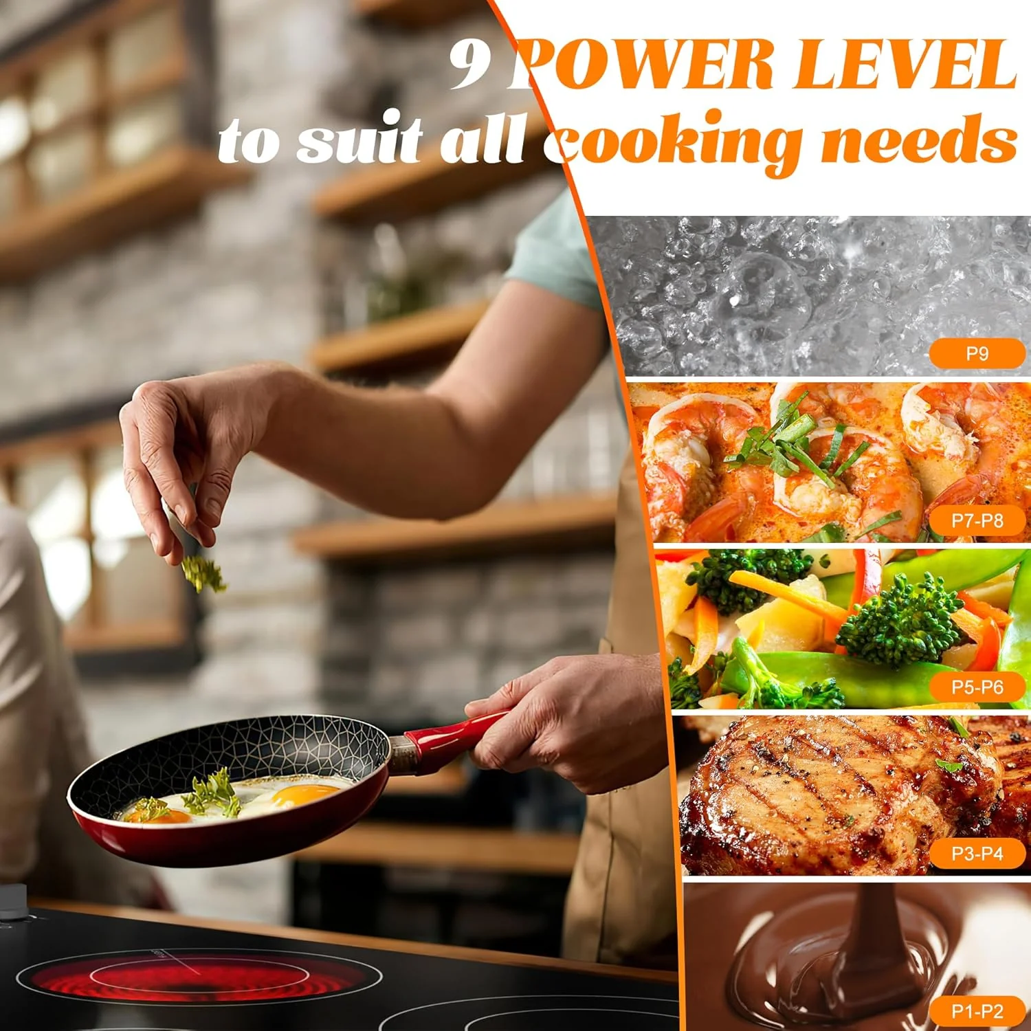 Karinear 30 Inch Electric Cooktop 4 Burners, Knob Control Built-in Ceramic Cooktop, 30