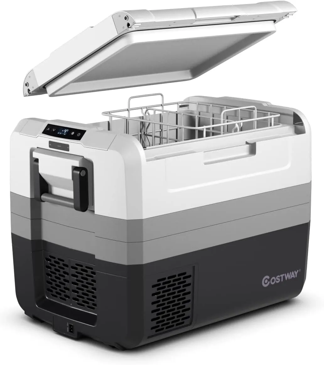 Portable Car Refrigerator, -14.8�� to 50��, 58-Quart Compressor Travel Fridge with Two-way Open Door, Operating Panel, Groove Design, Compact RV Freezer and Cooler for Outdoor and Home Use