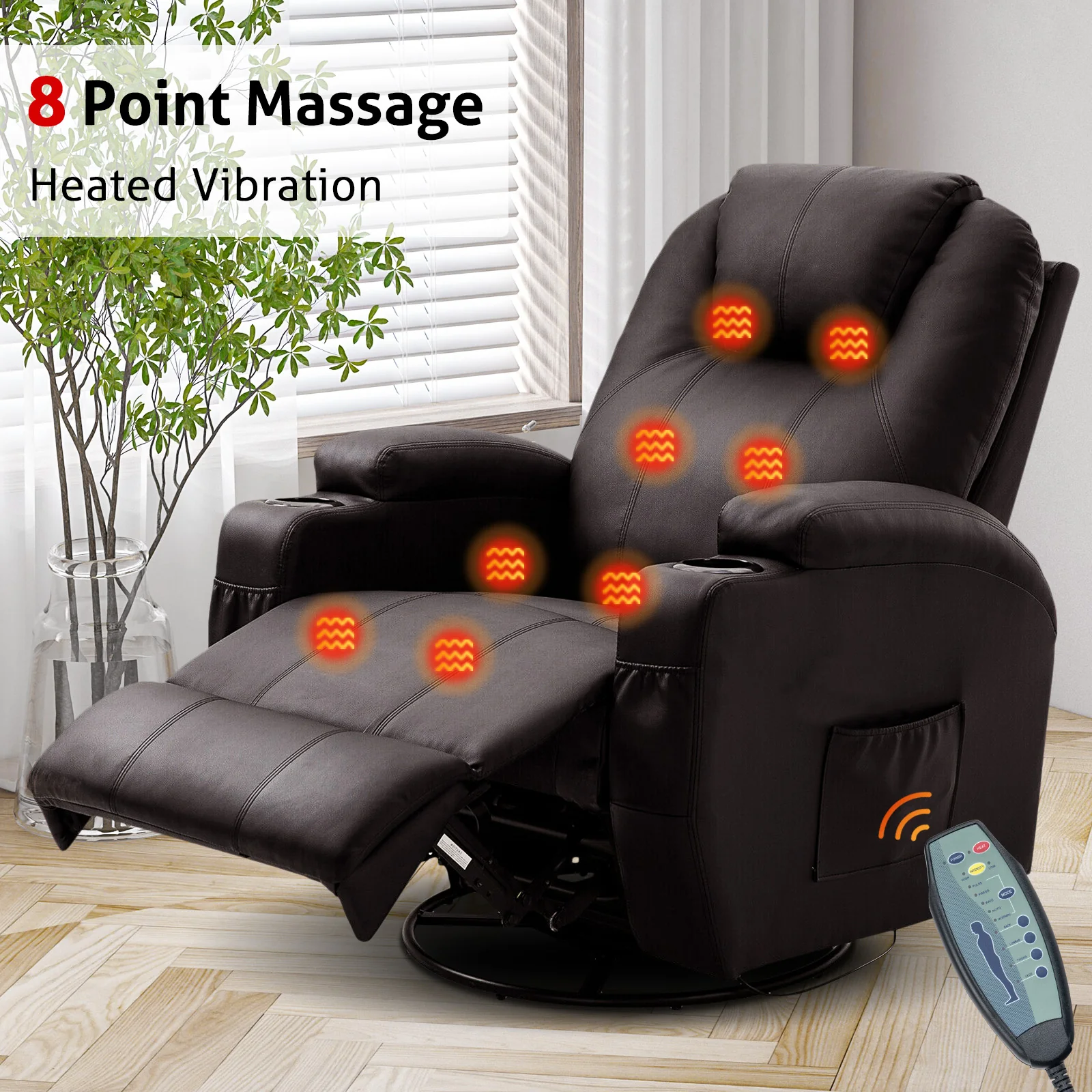 Recliner Massage Chair Sofa PU Leather