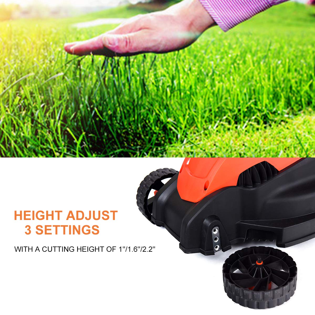 14-Inch 12 Amp Lawn Mower w/Grass Bag Folding Handle Electric Push Lawn Corded Mower