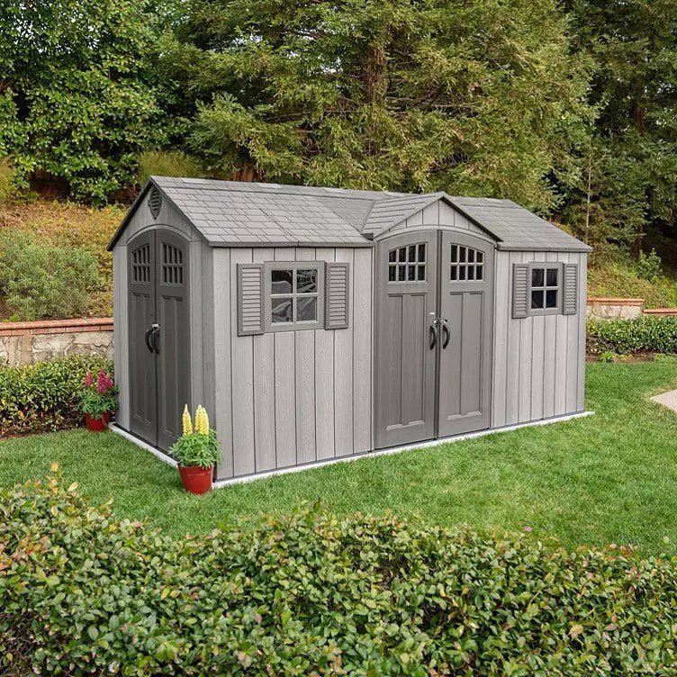 Lifetime 15�� x 8�� Rough Cut Dual-Entry Outdoor Storage Shed