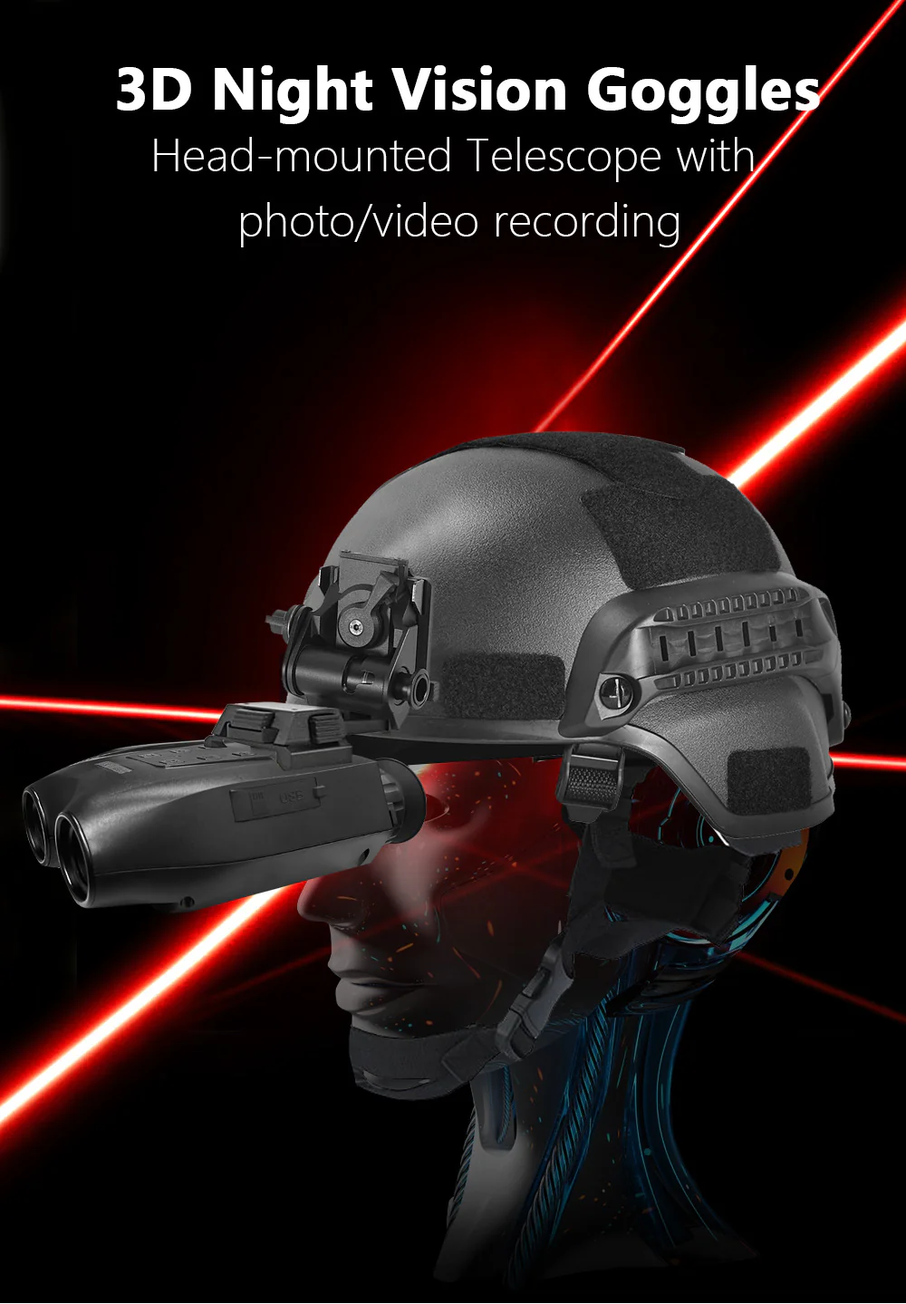 Red Professional HD Digital Night Vision Binoculars - 6X Optical Zoom, IR Illumination, Record 2.5K Video & 48MP Photos