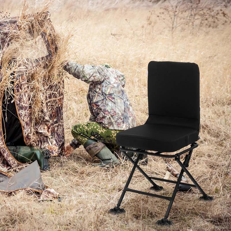 360�� Swivel Hunting Blind Chair with All-Terrain Duck Feet, 330LBS Capacity, Folding Silent Deer Hunting Chair, Portable Ground Blind Chair