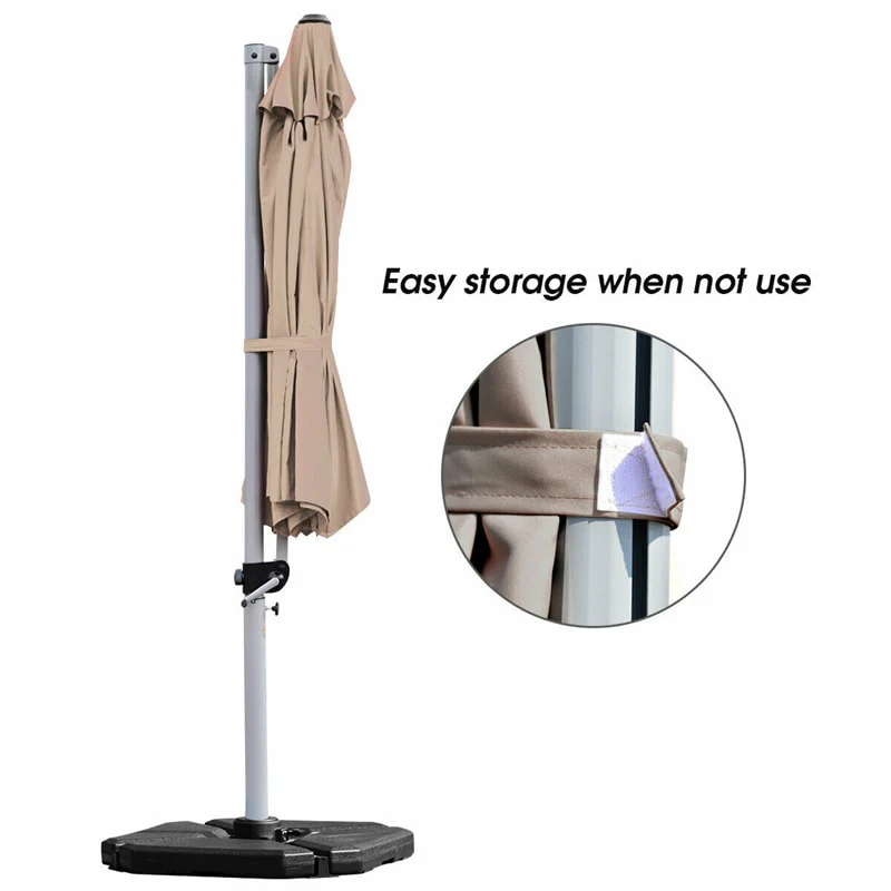 11 FT Patio Offset Cantilever Umbrella 360�� Rotation Tilt with Cross Base & Crank Handle