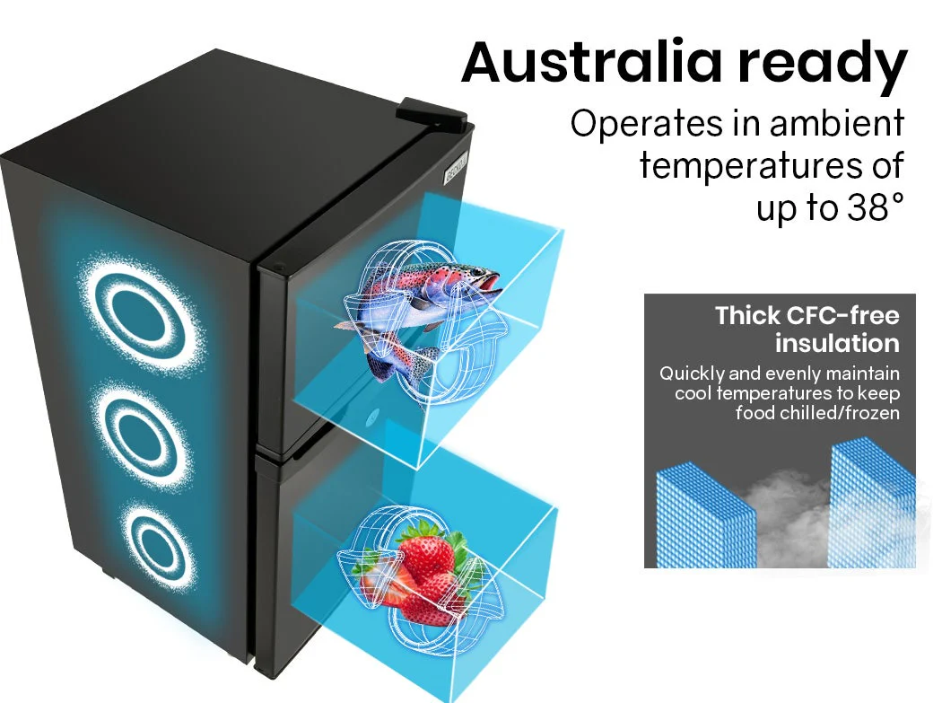 GECKO 125L Portable Upright Fridge, 12V/24V for Motorhome, Caravan, Black