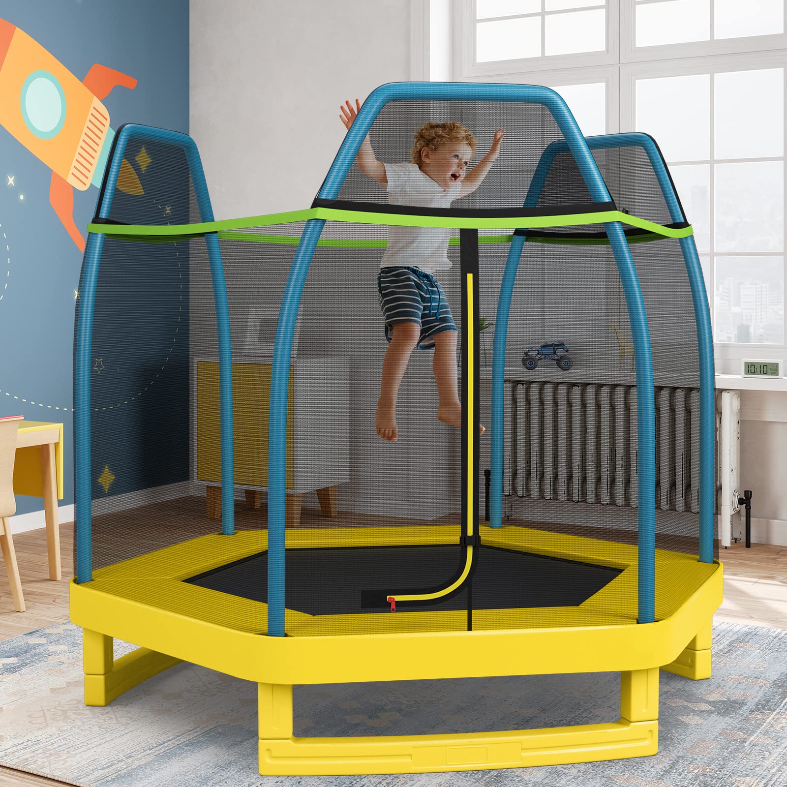 7FT Kids Trampoline with Safety Enclosure Net