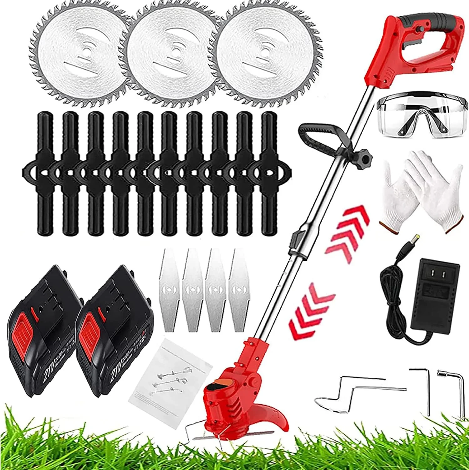 Weed Wacker Electric Cordless Grass Trimmer,with 3Types Blades,Included 2Pcs 24v 4Ah Batteries Electric Stringless Weed Trimmer Lightweight 2.6lb�� for Yard and Garden