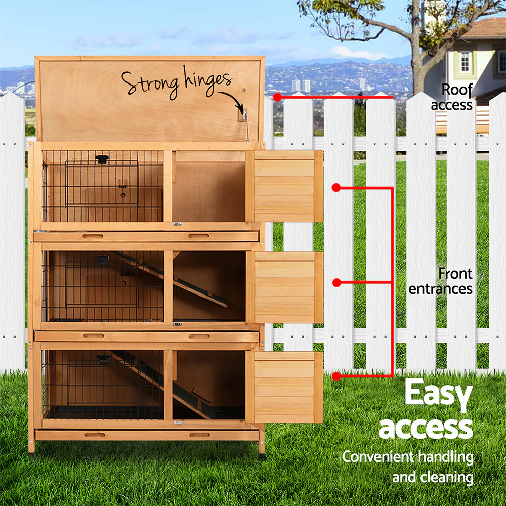 i.Pet Rabbit Hutch Chicken Coop 91.5cm x 46cm x 116.5cm Chicken Coop Large House Cage Run Wooden Outdoor