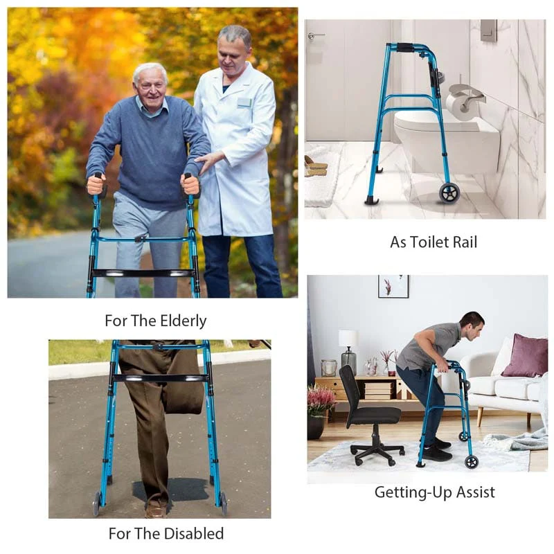 Foldable Standard Walker 440lbs Walking Mobility Aid with 5
