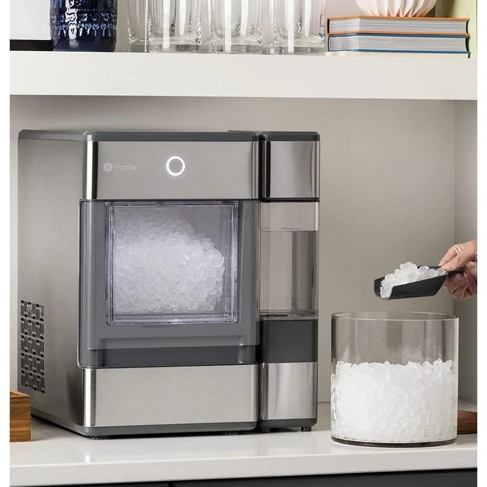 2025 Profile OPAL01GEPKT Opal | Countertop Nugget Ice Maker, Stainless Steel Wrap with Gray Accents & LED Lighting
