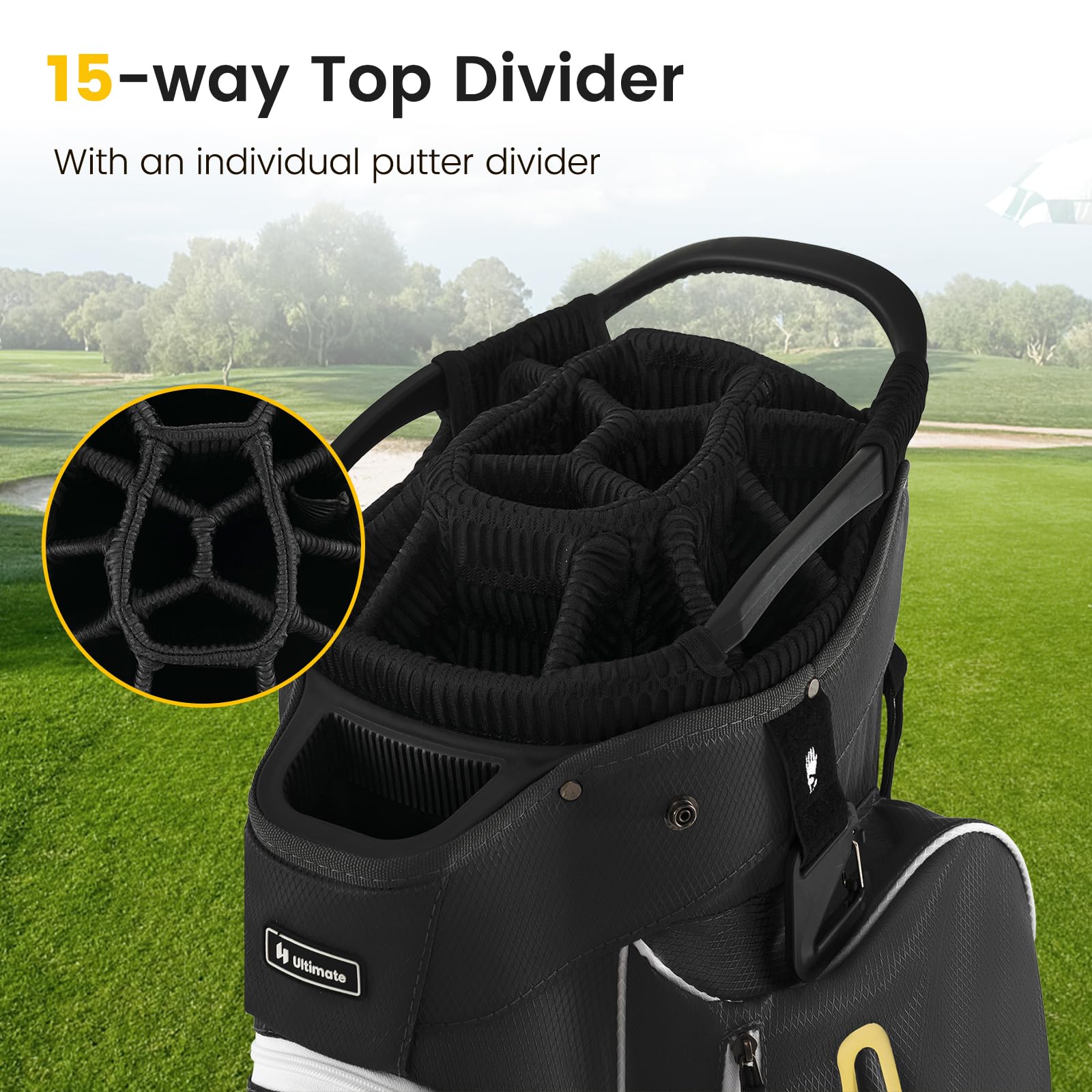 Golf Cart Bag with 15-Way Top Dividers