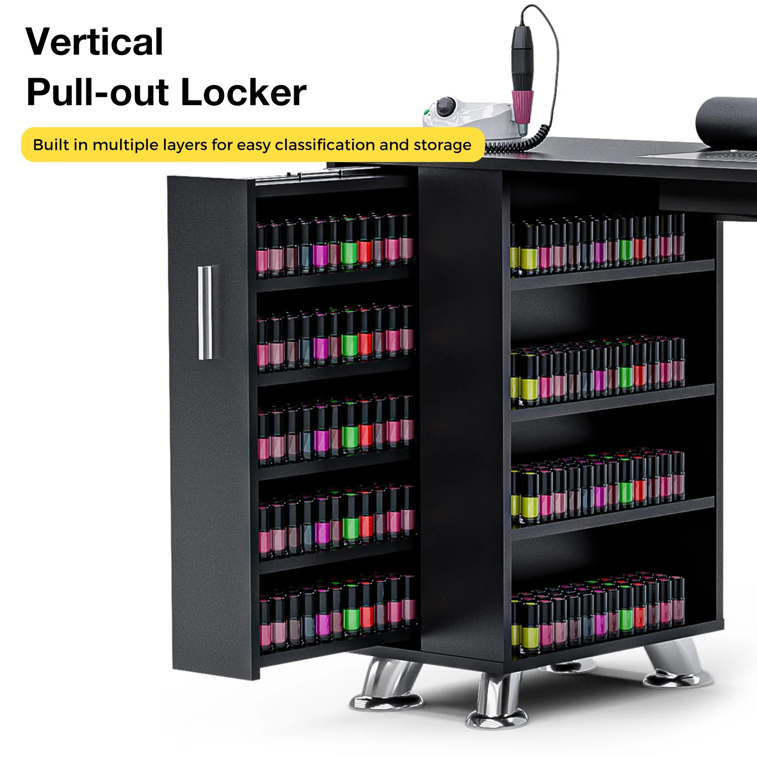 Manicure Table with Dust Collector Black