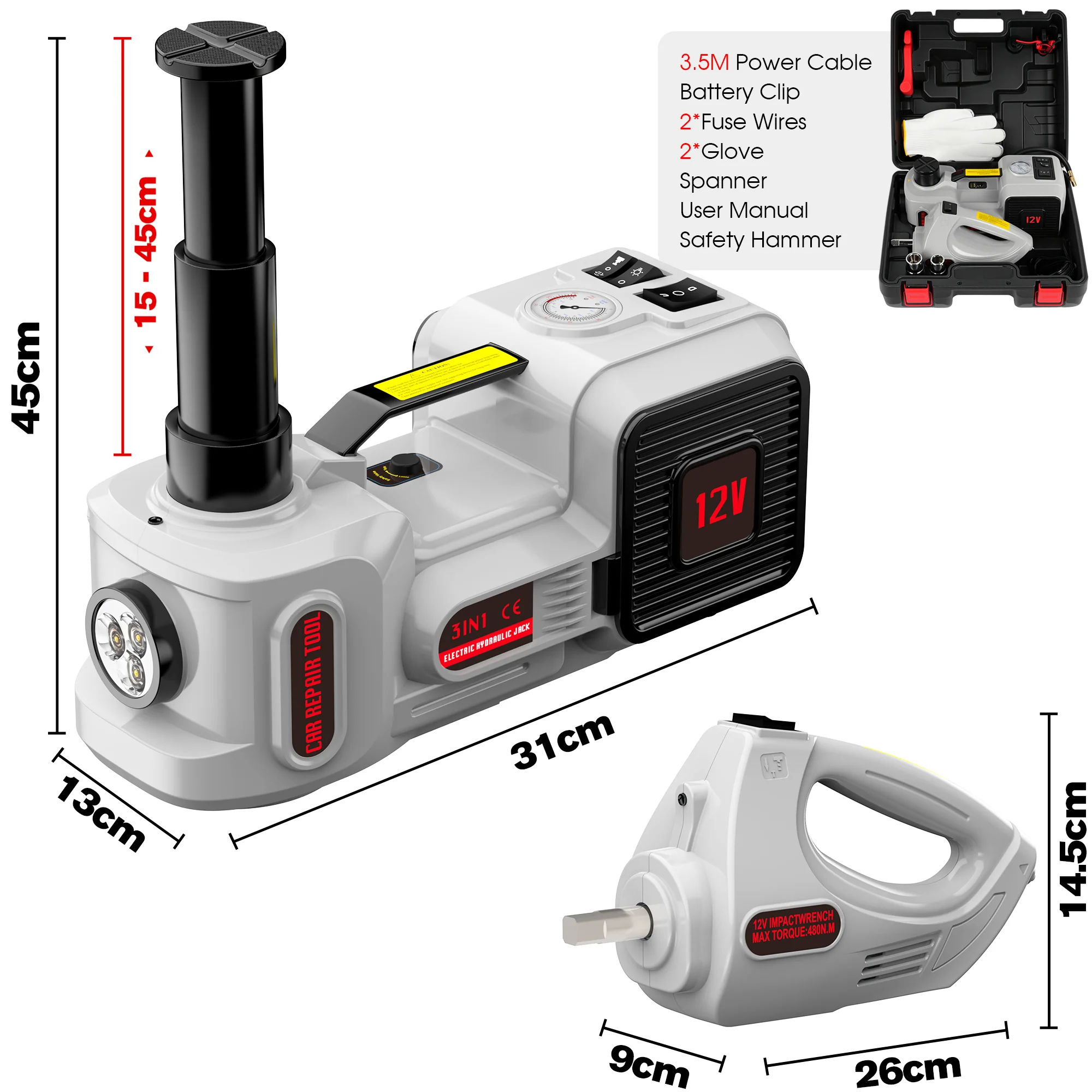 Electric Car Jack with Electric Impact Wrench