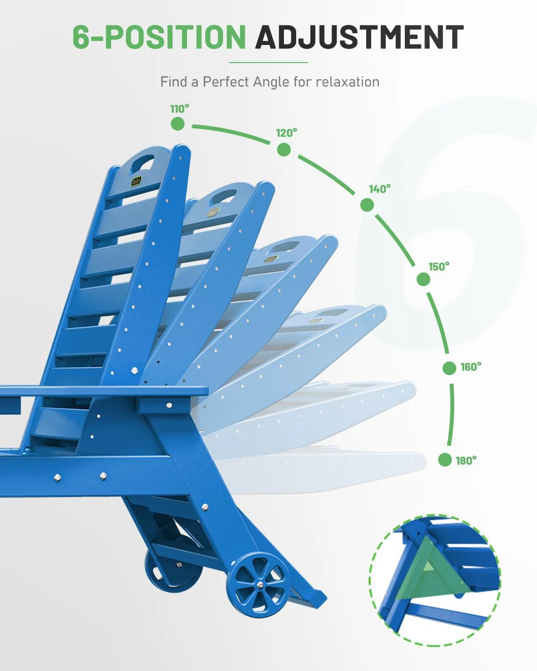 Lounge Chair Outdoor, Chaise Lounge, HDPE 6-Position Outdoor Chaise Lounge, Patio Lounge Chair with Wheels & Cup Holder for Pool Poolside Deck Backyard, Teak