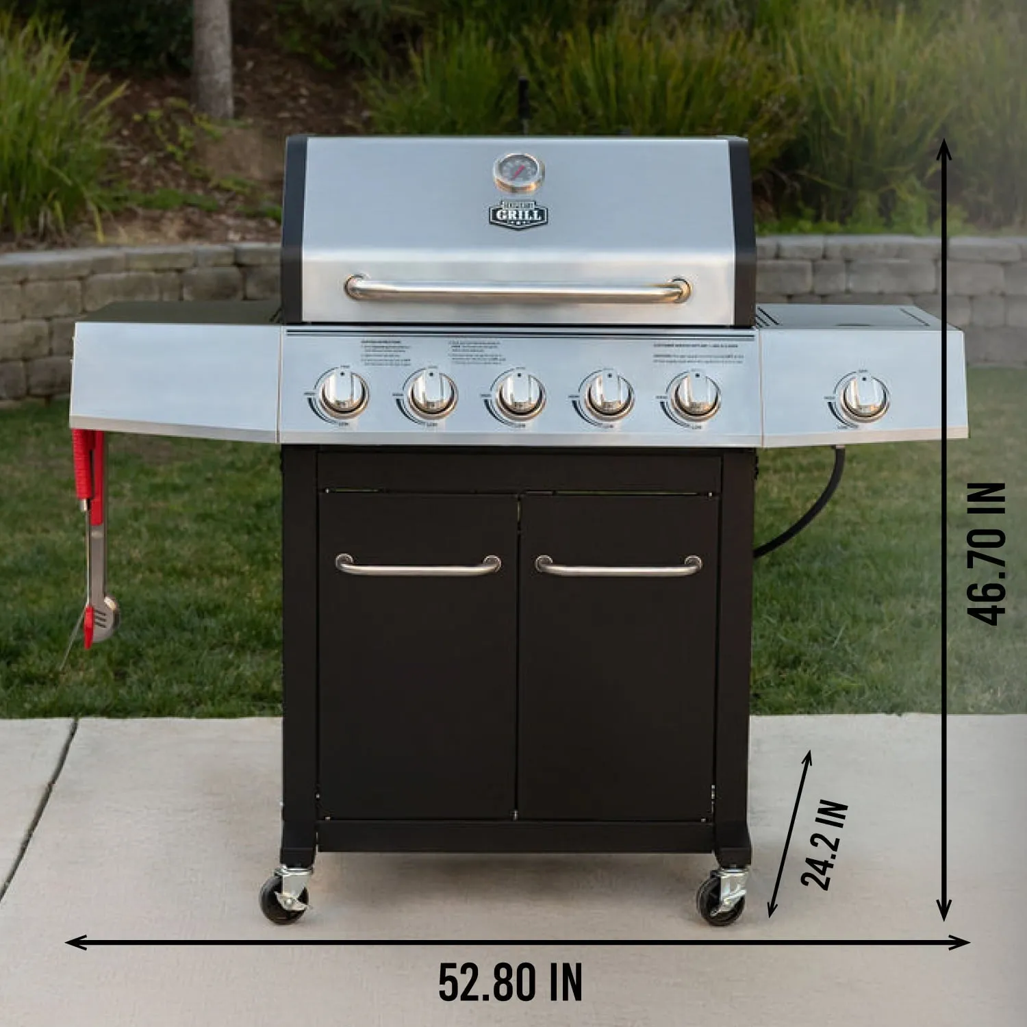 Grill 5-Burner Propane Gas Grill with Side Burner
