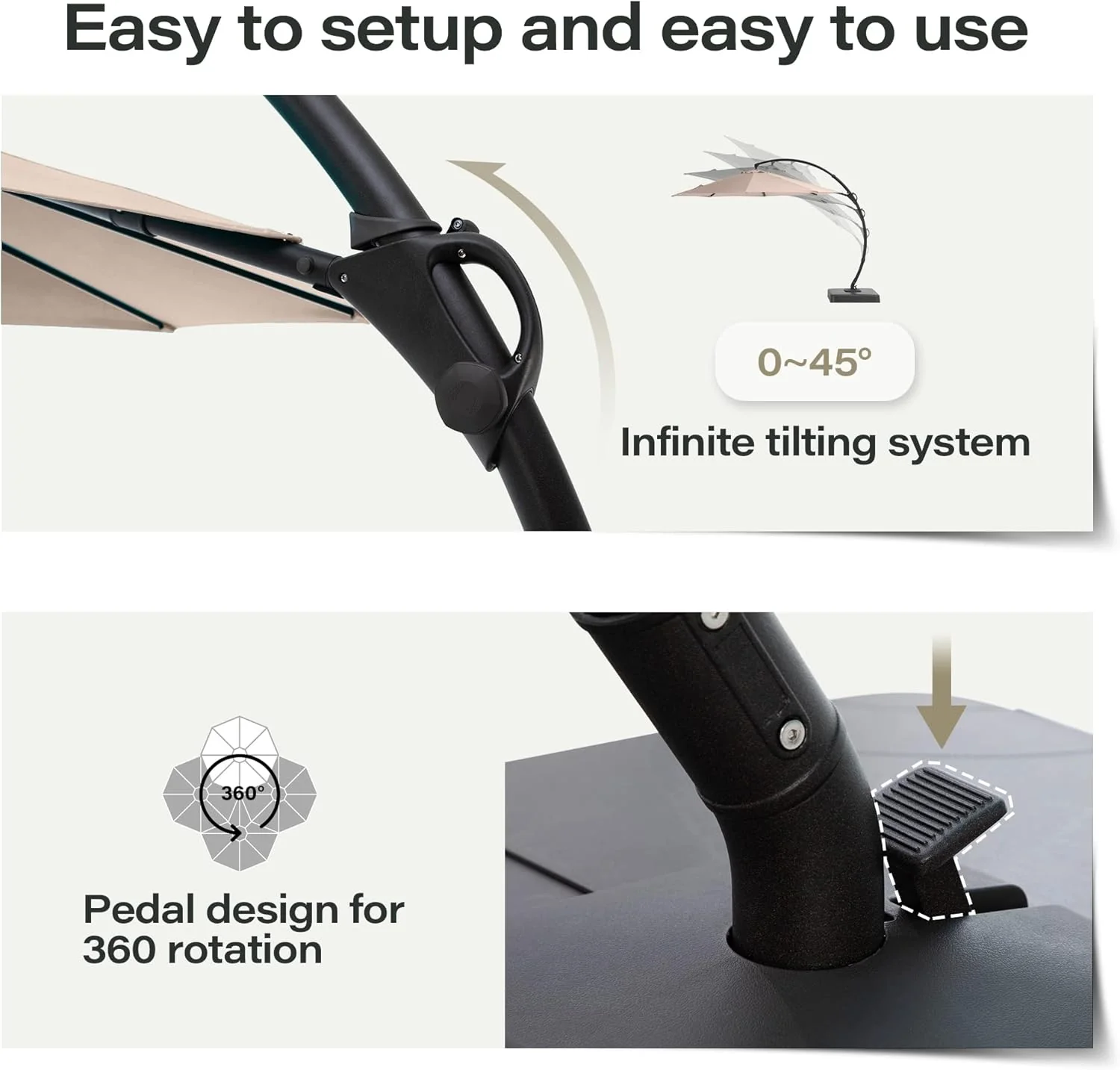 LAUSAINT HOME Outdoor Patio Umbrella with Base included, 11 FT Deluxe Curvy Cantilever Umbrella Heavy Duty Offset Hanging Umbrella with 360�� Rotation for Market, Pool, Garden, Backyard, Deck (Beige)