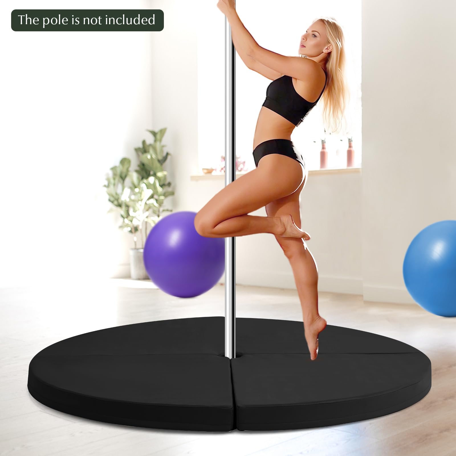 Pole Dance Crash Mat, Round Portable Yoga Mat with EPE Foam, Safety Dancing Cushion Specialized Fall Safety Padding