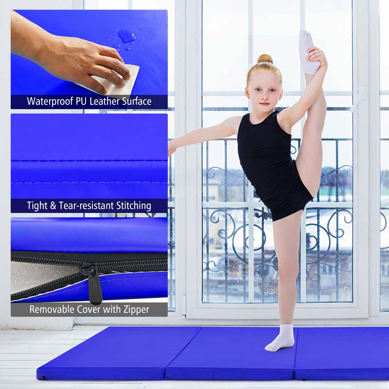 8' x 4' Anti-Tear Folding Gymnastics Mat for Yoga Fitness, 2