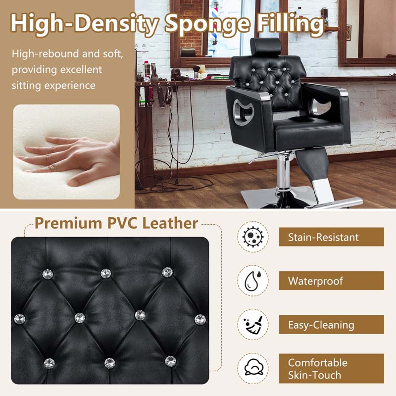 Modern Reclining Barber Chair, Adjustable Swivel Spa Makeup Tattoo Salon Chair, Hydraulic Hair Styling Chair