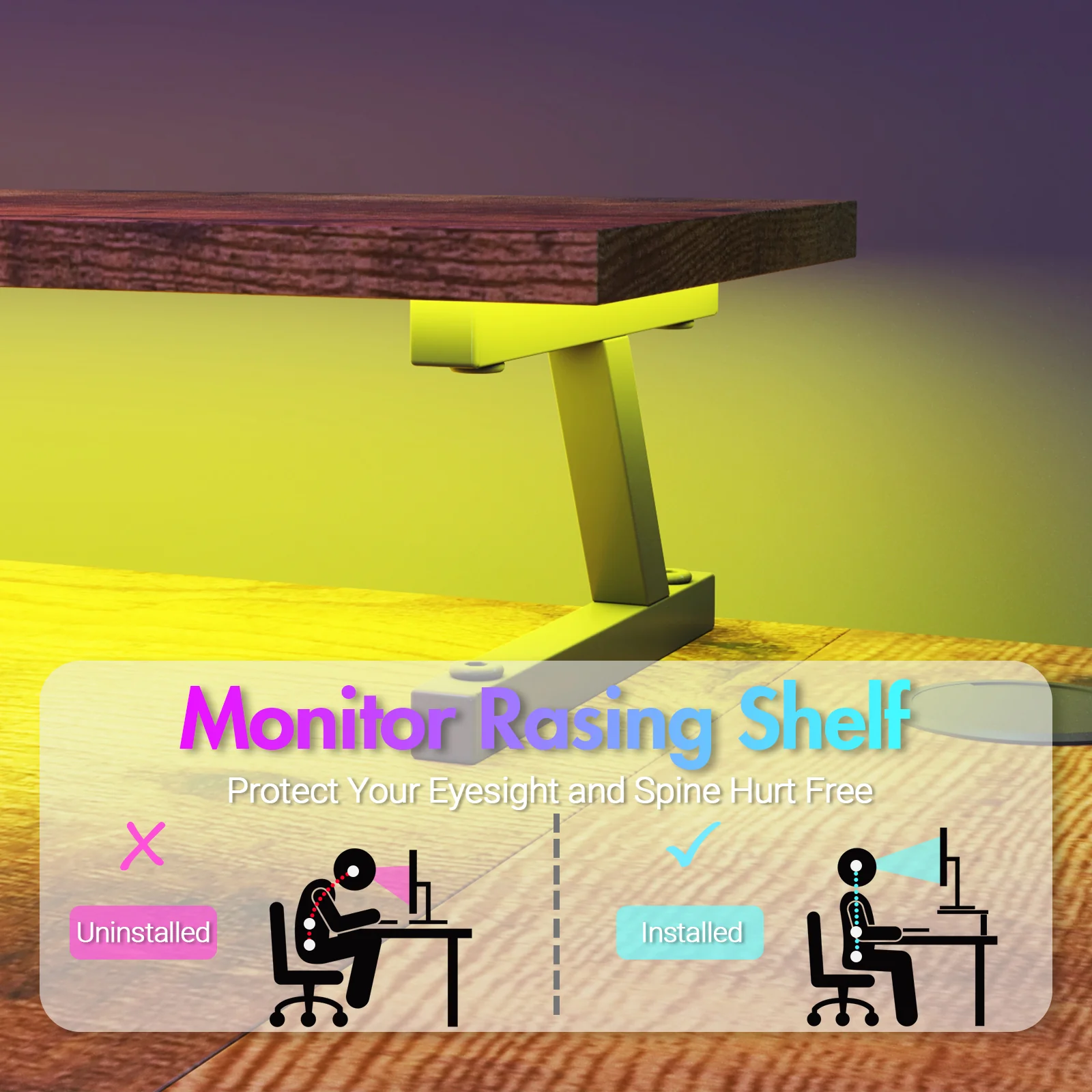 L Shaped Gaming Desk with LED Lights