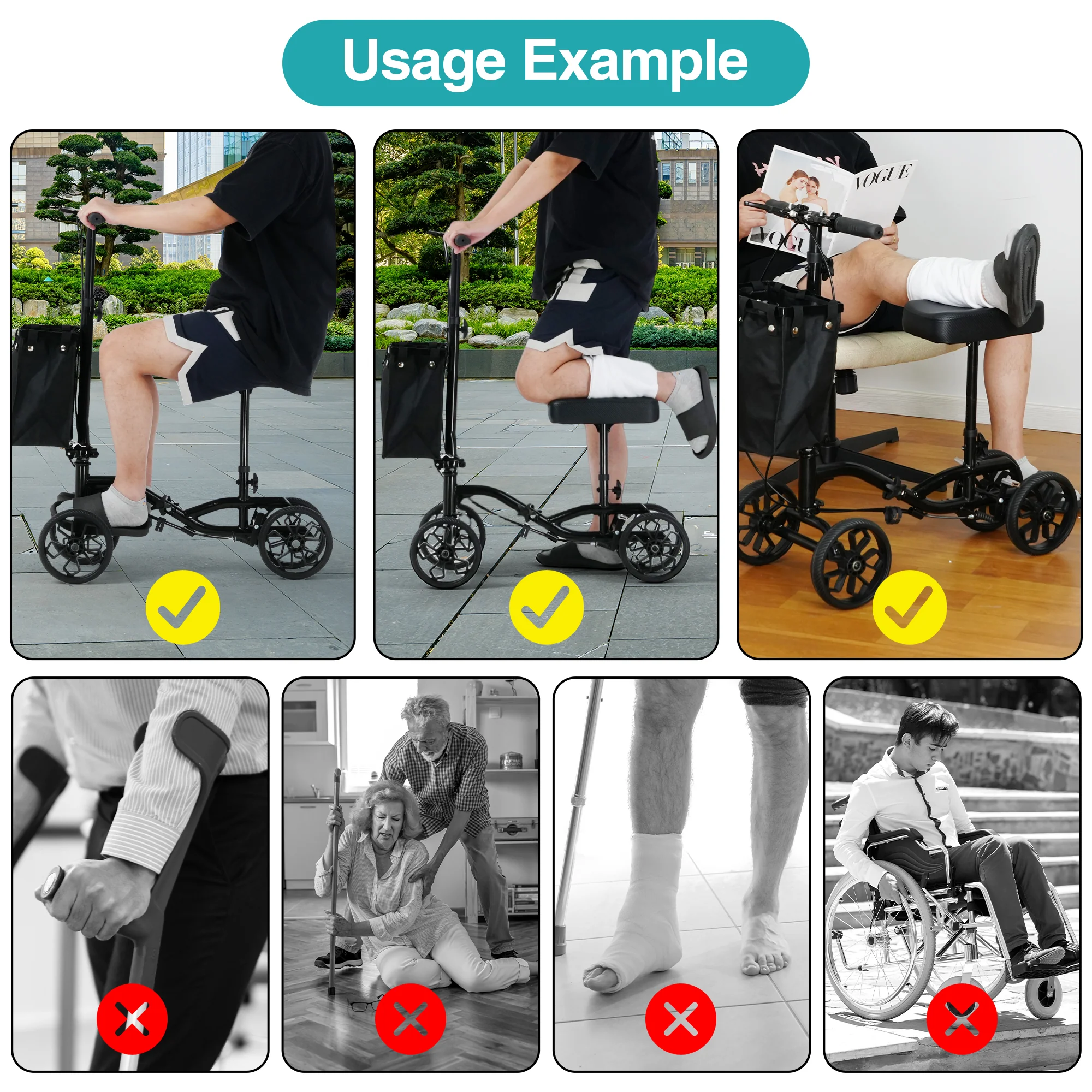 Knee Walker Scooter with 10