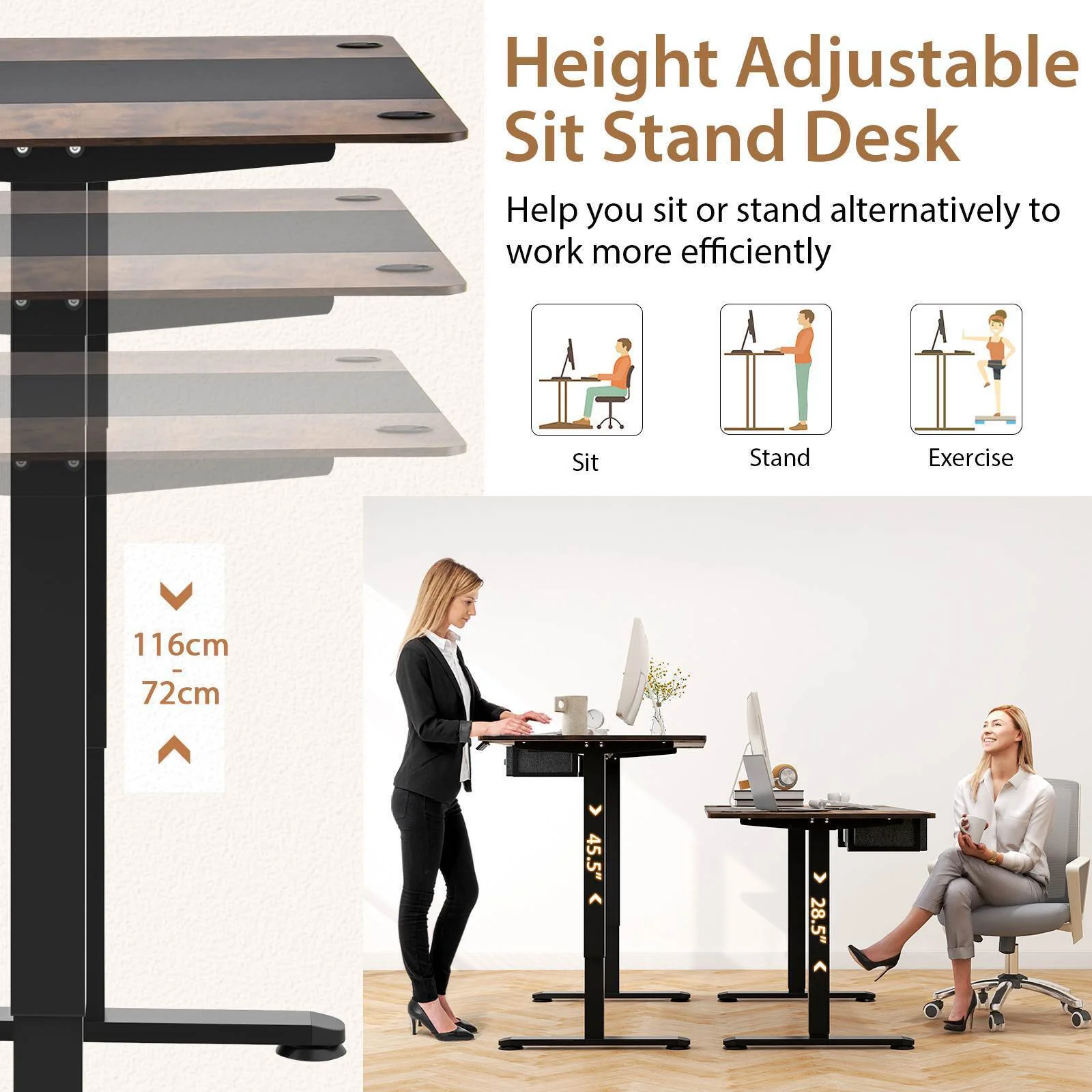140x70cm Electric Standing Desk Height Adjustable Stand up Computer Workstation