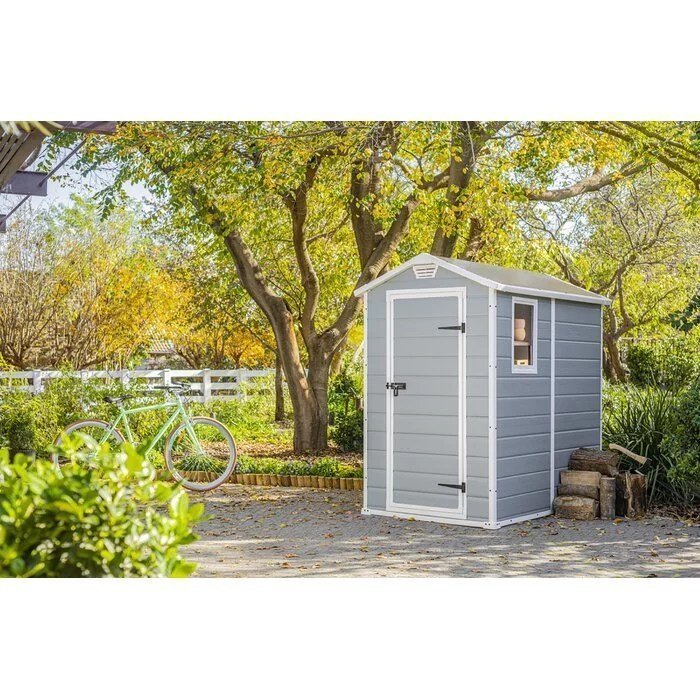 Keter Manor 4 ft. W x 6 ft. D Vertical Resin Outdoor Storage Shed Ideal For Patio Installation Included