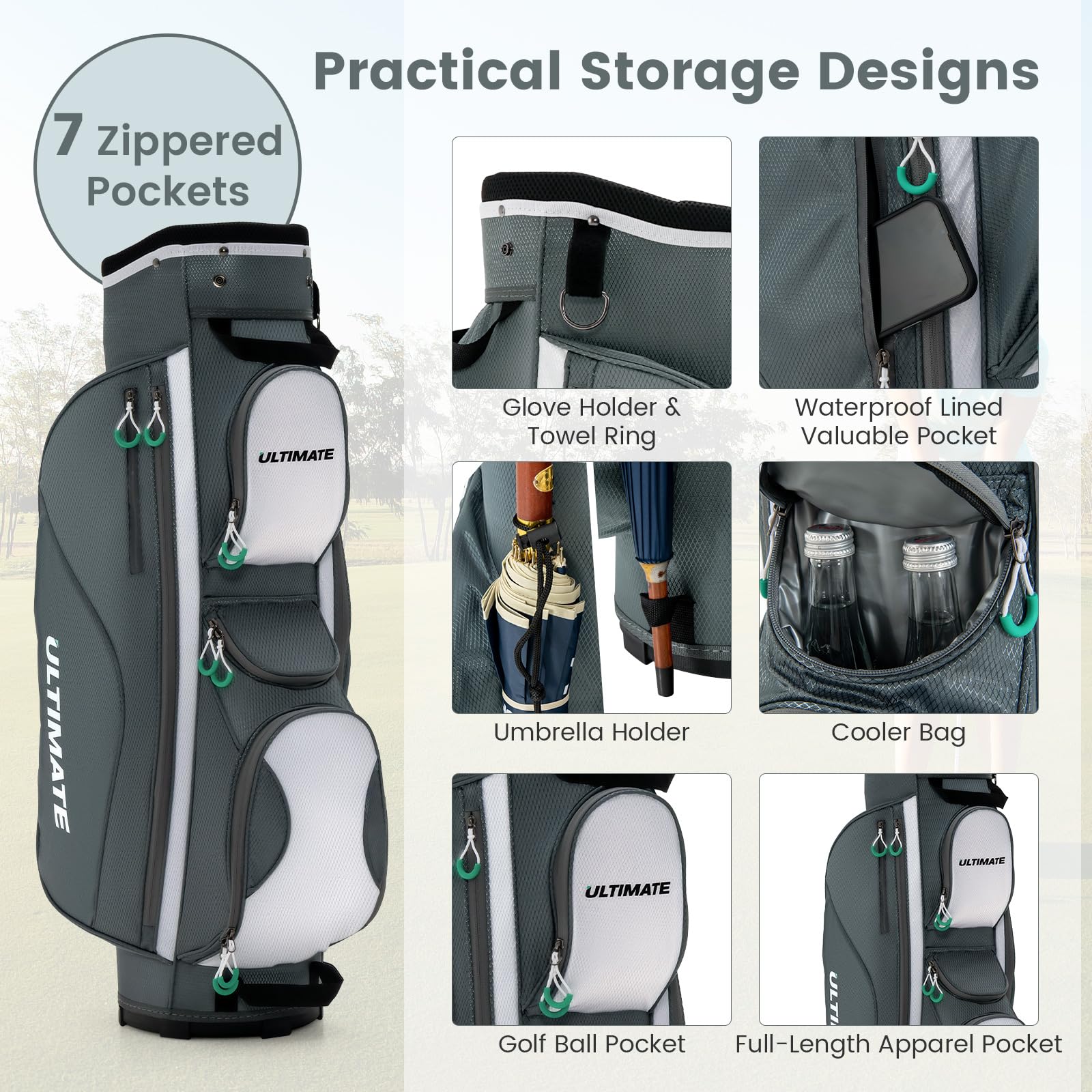 Golf Cart Bag with 14 Top Dividers