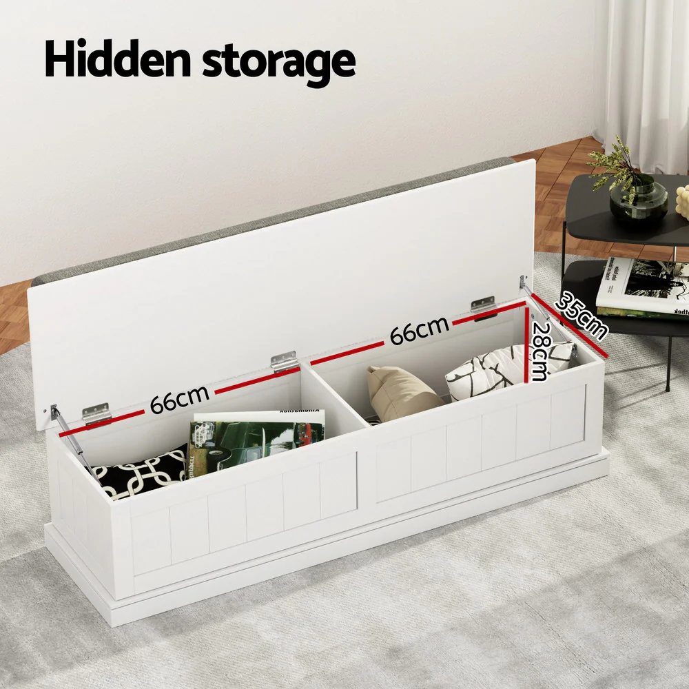 Artiss Storage Ottoman Blanket Box 140cm Fluted Grey