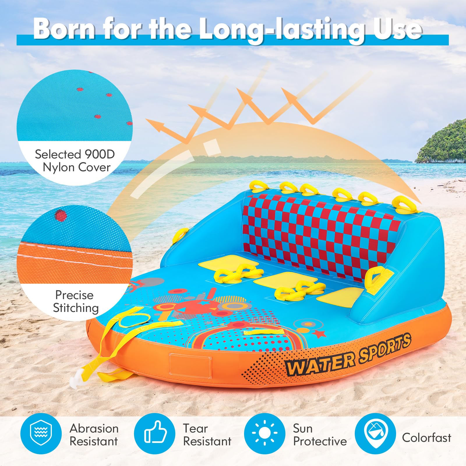 Inflatable Towable Tubes for Boating, 1-3 Riders Water Sport Towables for Boat