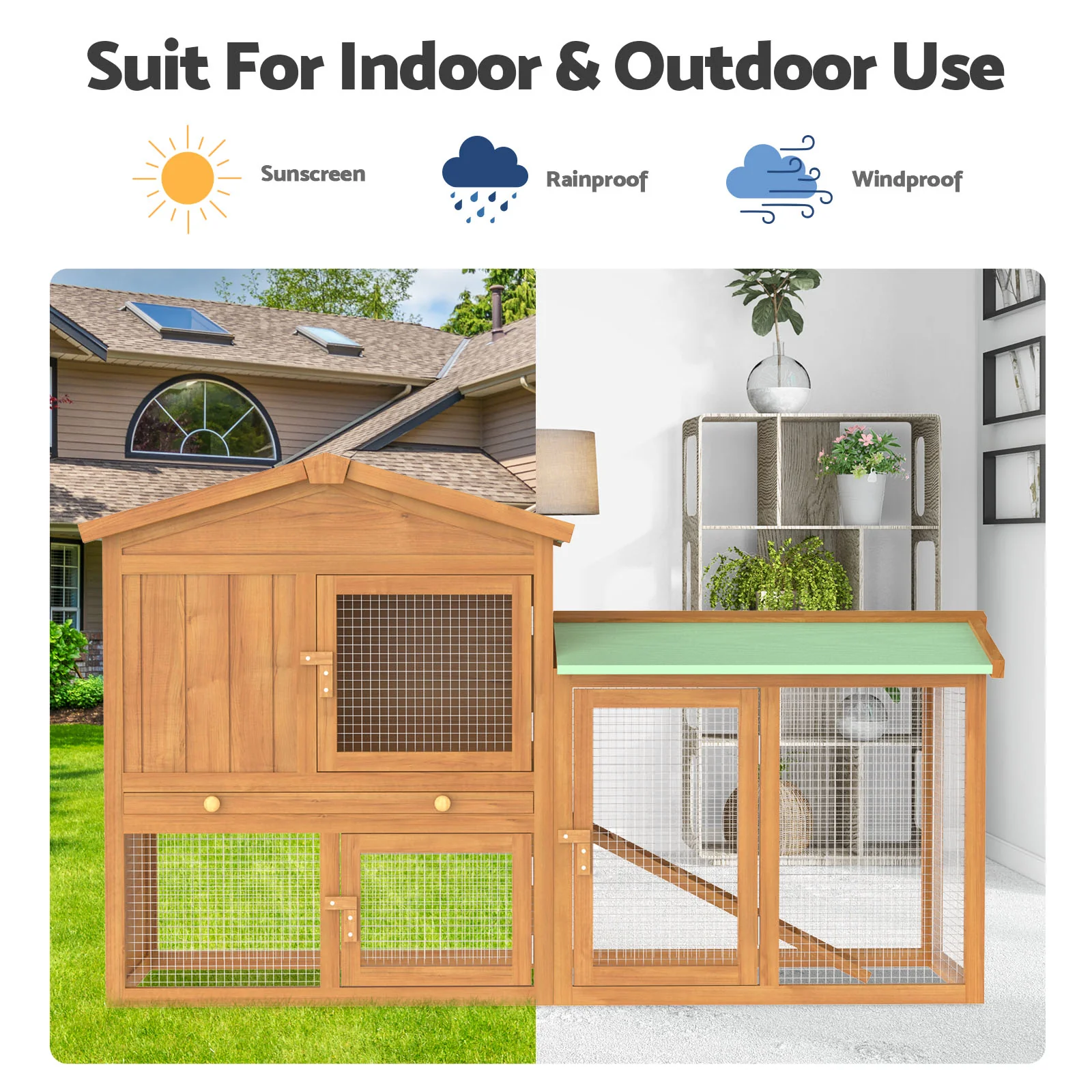 Rabbit Hutch Chicken Coop Wooden