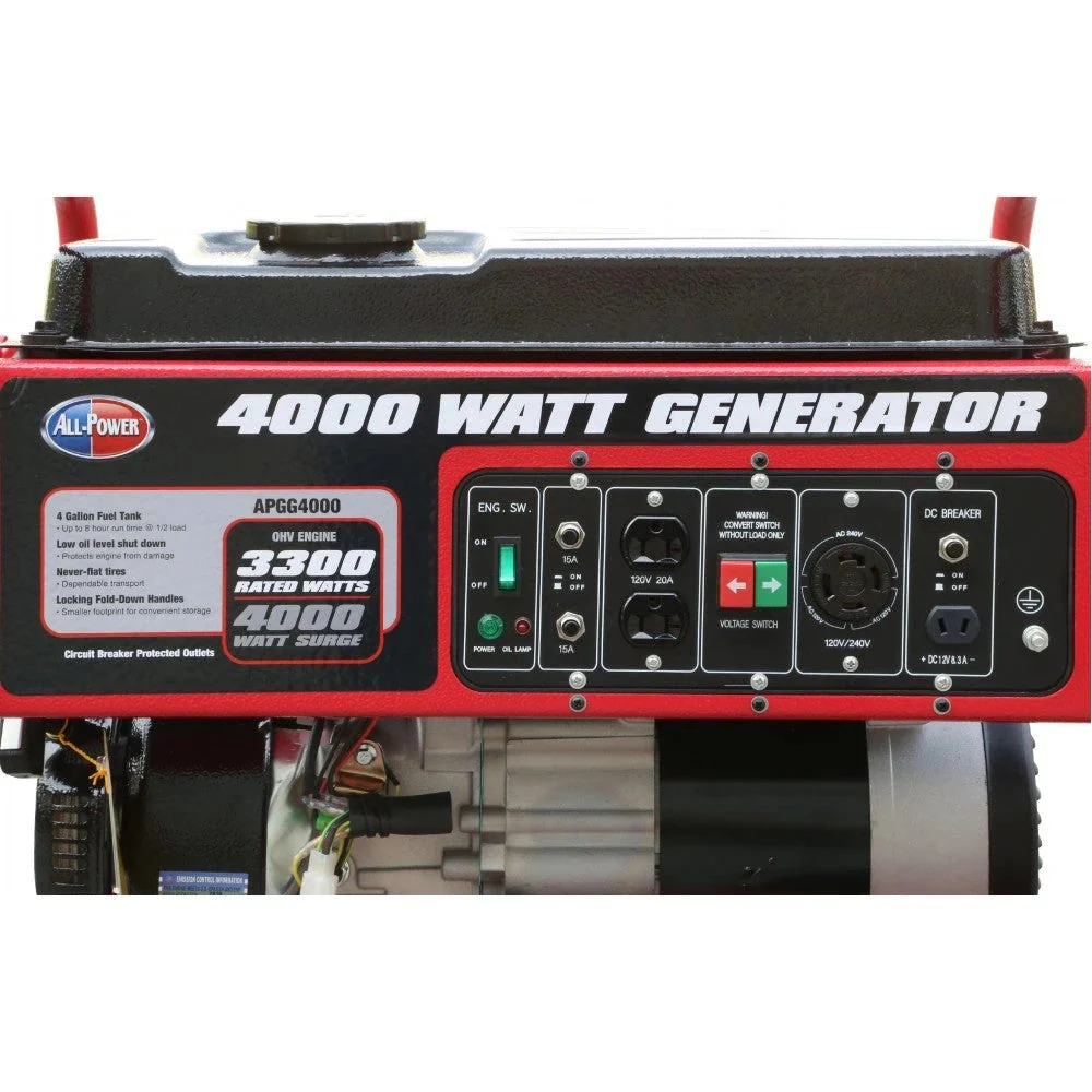 4000 Watt Generator APGG4000, 4000W Portable Generator for Home Use Power Backup, RV Standby, Hurricane Damage Restoration Power Backup, EPA Certified
