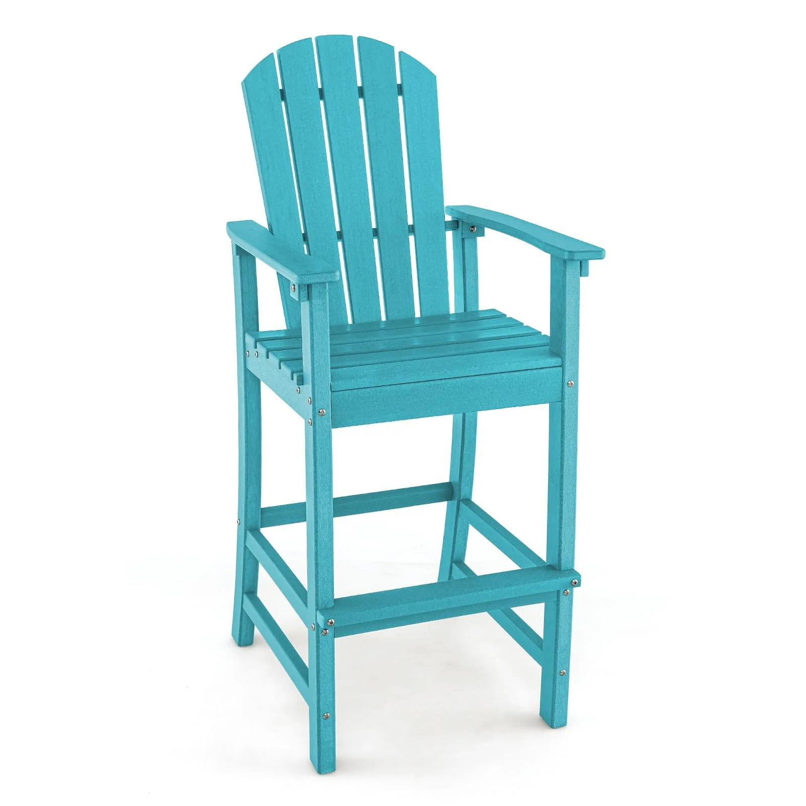 Outdoor HDPE Tall Adirondack Chairs with Armrests & Footrest, 30